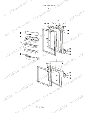 Схема №1 F245 - 1704A с изображением Сосуд для холодильной камеры Whirlpool 482000016962
