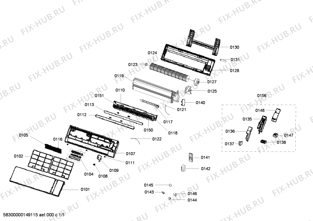 Схема №1 S1ZMI18904 с изображением Испаритель для сплит-системы Siemens 00249758