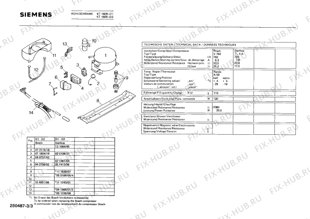 Взрыв-схема холодильника Siemens KT1609 - Схема узла 03