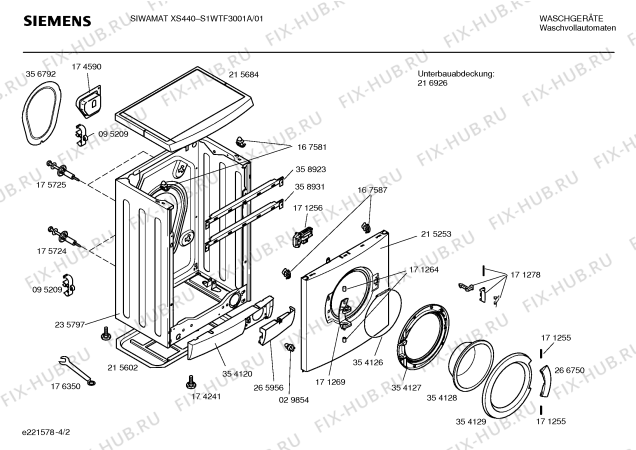 Взрыв-схема стиральной машины Siemens S1WTF3001A SIWAMAT XS440 - Схема узла 02