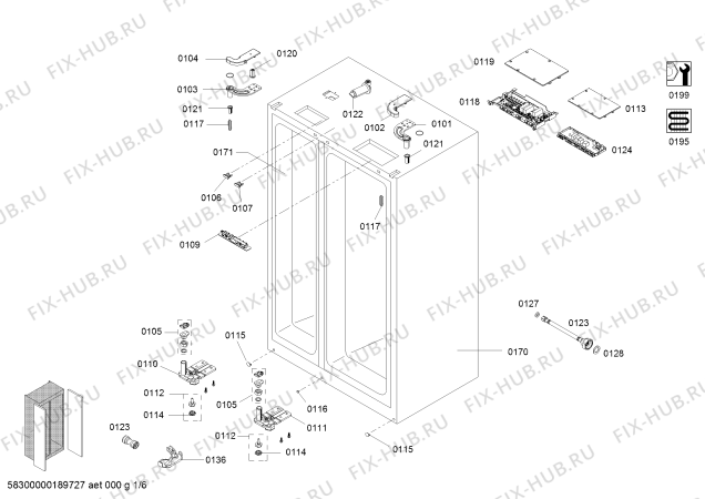 Схема №1 KAD92HI31 с изображением Держатель для холодильной камеры Bosch 00637111