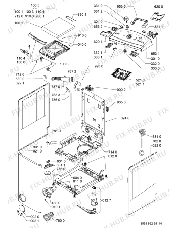 Схема №1 AWE 8630 с изображением Блок управления для стиральной машины Whirlpool 481075165176