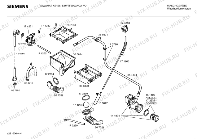 Схема №1 S1WTF3900A SIWAMAT XS436 с изображением Инструкция по установке и эксплуатации для стиральной машины Siemens 00526638