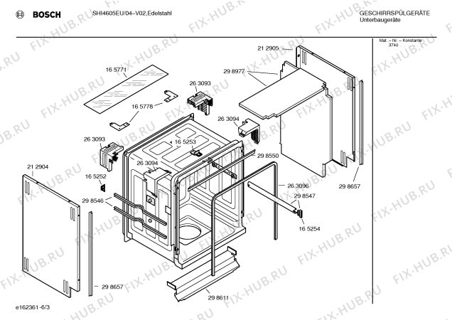 Схема №1 SHI4605EU Silence comfort с изображением Передняя панель для посудомоечной машины Bosch 00350265