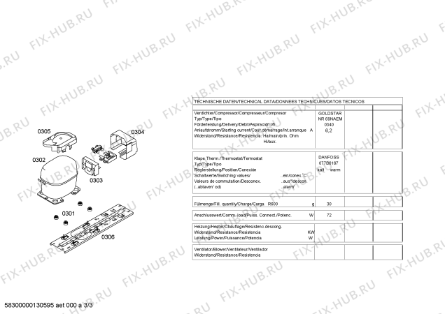 Взрыв-схема холодильника Siemens KT14GN11NE - Схема узла 03