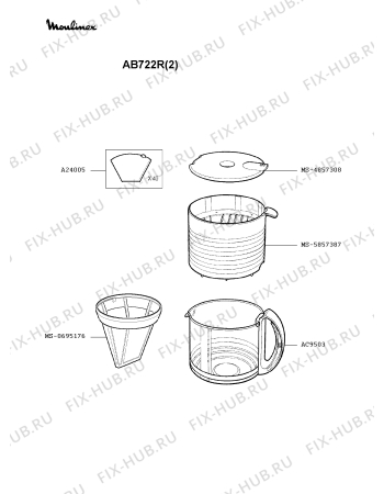 Взрыв-схема кофеварки (кофемашины) Moulinex AB722R(2) - Схема узла 1P001436.5P2