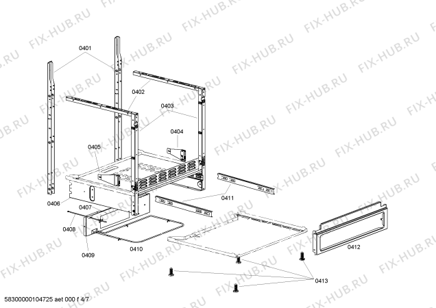 Взрыв-схема плиты (духовки) Bosch HES446U - Схема узла 04