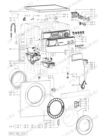 Схема №1 FL 5083/A с изображением Микропереключатель для стиралки Whirlpool 481228219665