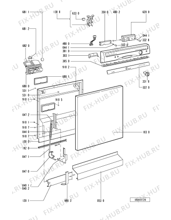 Схема №1 ADP 9620/2 WH с изображением Блок управления для посудомойки Whirlpool 481221478216