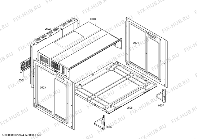 Взрыв-схема плиты (духовки) Bosch HBN331E1 - Схема узла 05