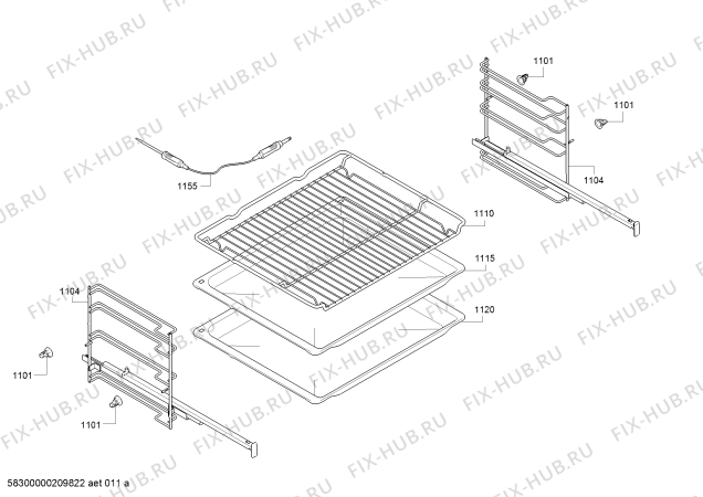 Взрыв-схема плиты (духовки) Bosch HBG578FB0R - Схема узла 06