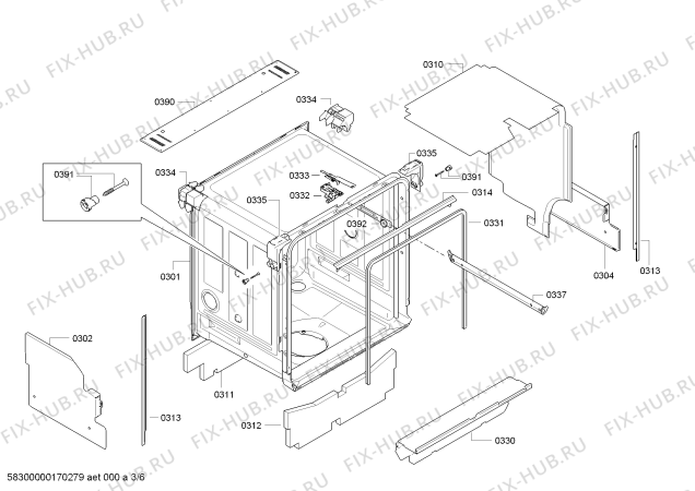 Схема №1 SN65E008IL made in Germany с изображением Передняя панель для посудомоечной машины Siemens 00745785