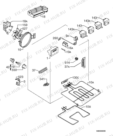 Взрыв-схема плиты (духовки) Zoppas PH680X - Схема узла Electrical equipment 268