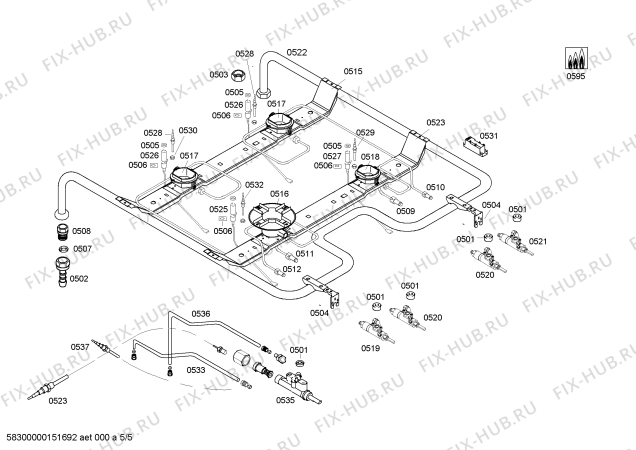 Взрыв-схема плиты (духовки) Bosch HGG24W225M - Схема узла 05