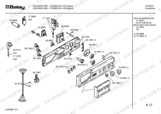 Схема №1 3TS894A AQUAMAX400 с изображением Инструкция по эксплуатации для стиральной машины Bosch 00519322