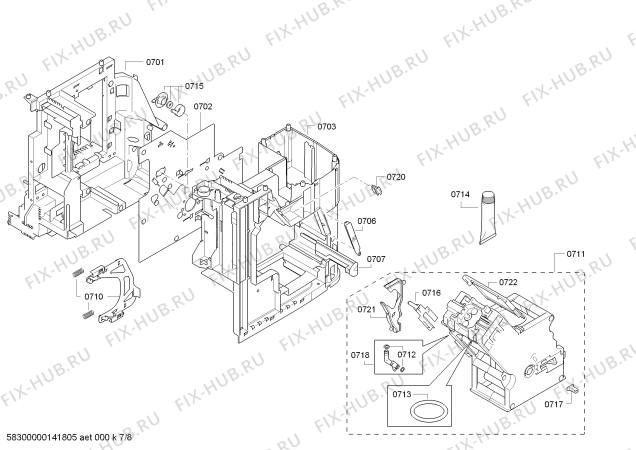 Взрыв-схема кофеварки (кофемашины) Bosch TCC78K750 - Схема узла 07