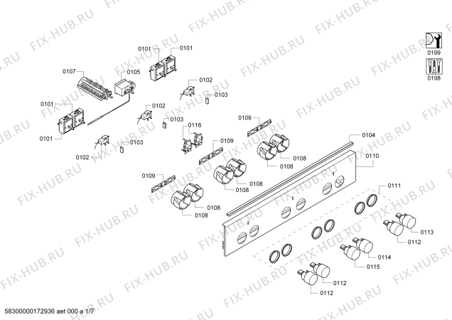 Схема №1 PHCB595550 с изображением Ручка конфорки для электропечи Bosch 00631127