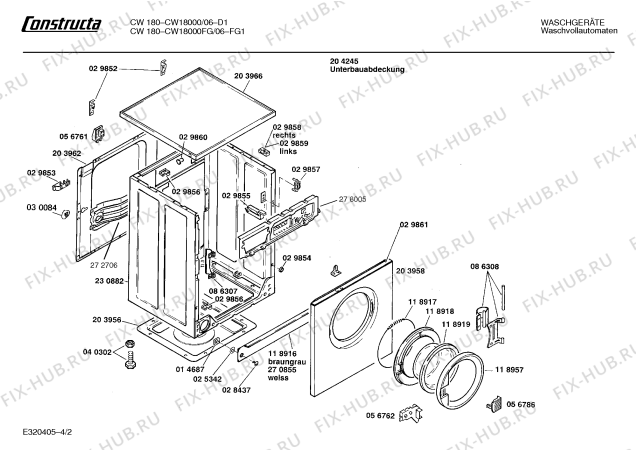 Схема №1 CW18000 CW1800 с изображением Панель для стиральной машины Bosch 00273990