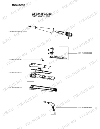 Схема №1 CF3242F0/D80 с изображением Часть корпуса для фена Rowenta FS-9100030212