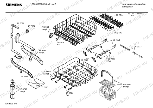 Схема №2 SE35A233SK с изображением Инструкция по эксплуатации для посудомоечной машины Siemens 00586975