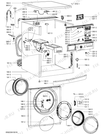 Схема №1 AWO/D 6204/D с изображением Модуль (плата) для стиралки Whirlpool 481010442850