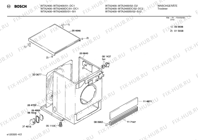 Схема №1 WTL4310 с изображением Индикатор для сушильной машины Bosch 00030040