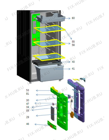 Схема №1 WTM 302 RS WH с изображением Обрамление полки для холодильной камеры Whirlpool 482000094196
