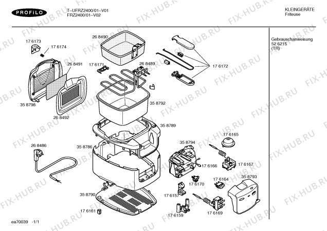 Схема №1 FR1512/1 с изображением Ручка выбора температуры для тостера (фритюрницы) Bosch 00176165