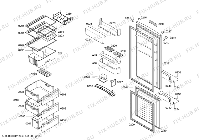 Схема №1 KGS33X25 с изображением Дверь для холодильной камеры Bosch 00245017