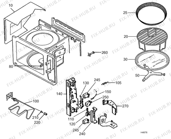 Взрыв-схема микроволновой печи Husqvarna Electrolux QN4039 - Схема узла H40 Housing, glass tray  C