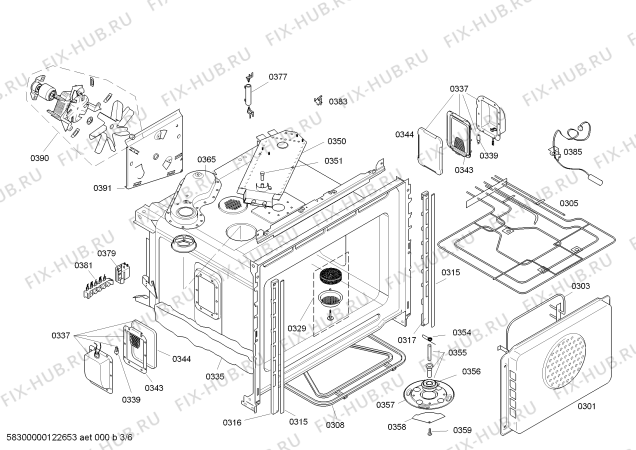 Взрыв-схема плиты (духовки) Bosch HBN870761 - Схема узла 03