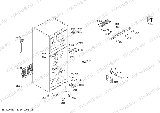 Схема №1 KDN49P00NE с изображением Канистра для холодильника Bosch 00670100