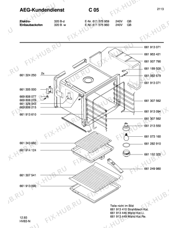 Взрыв-схема плиты (духовки) Aeg COMP. 320B-D GB - Схема узла Section1