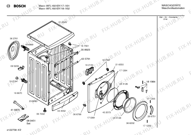 Схема №1 WFL1601BY WFL1601 с изображением Инструкция по установке и эксплуатации для стиралки Bosch 00583278