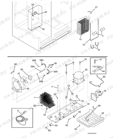 Взрыв-схема холодильника Electrolux ERL6296XX5 - Схема узла Cooling system 017