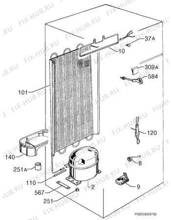 Взрыв-схема холодильника Zoppas ZOP230 - Схема узла Cooling system 017