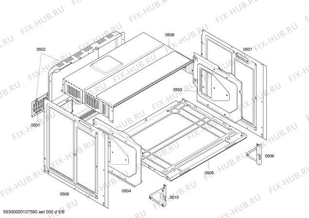 Взрыв-схема плиты (духовки) Siemens HB760580B - Схема узла 05