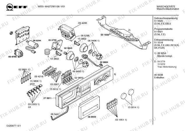 Схема №1 W4272W1 WI55 с изображением Ручка выбора программ для стиральной машины Bosch 00150014