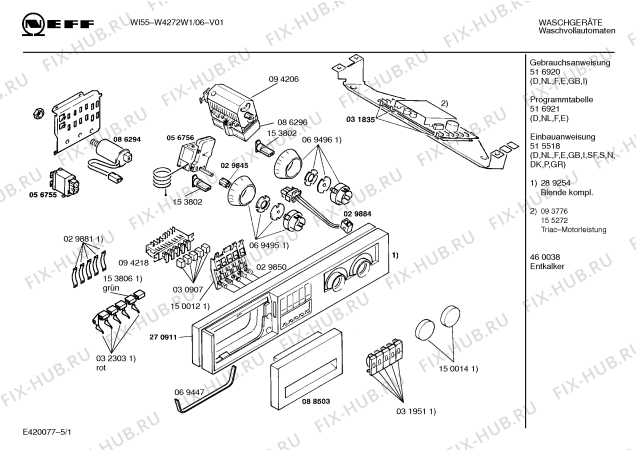 Схема №1 W4272W1 WI55 с изображением Панель управления для стиралки Bosch 00289254