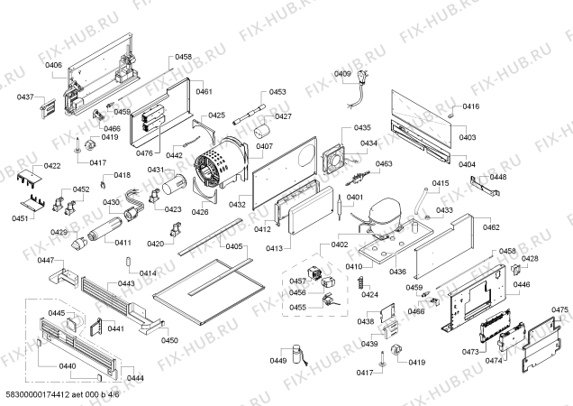 Взрыв-схема холодильника Gaggenau RF463702 - Схема узла 04