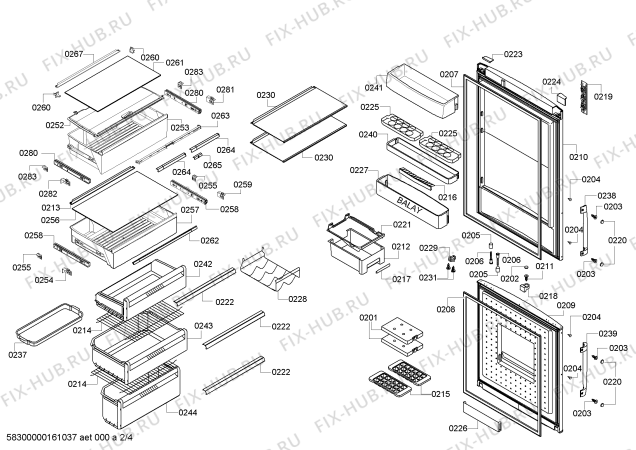 Схема №1 3KRP7967 с изображением Выдвижной ящик для холодильной камеры Bosch 00687562