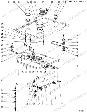 Взрыв-схема плиты (духовки) Indesit KG4401WGBE (F015491) - Схема узла