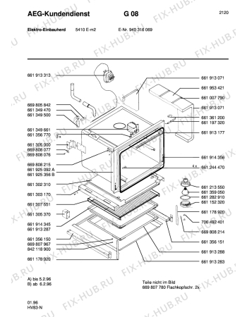 Взрыв-схема плиты (духовки) Aeg 5410E-M - Схема узла Section2