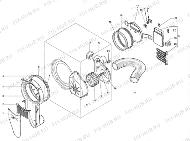 Взрыв-схема стиральной машины Indesit MDR520 (F024324) - Схема узла