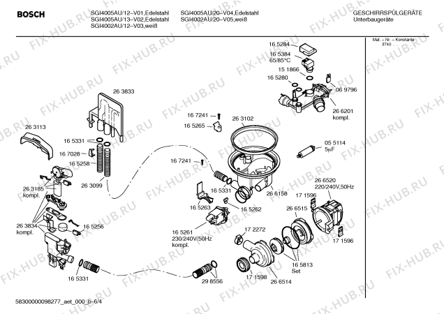 Взрыв-схема посудомоечной машины Bosch SGI4002AU - Схема узла 04