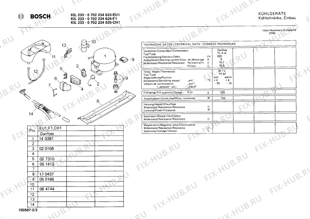 Взрыв-схема холодильника Bosch 0702234623 KIL233 - Схема узла 02