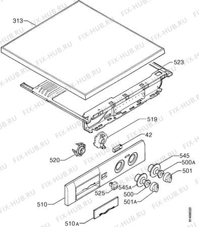 Взрыв-схема стиральной машины Zanussi FLS874CN - Схема узла Command panel 037