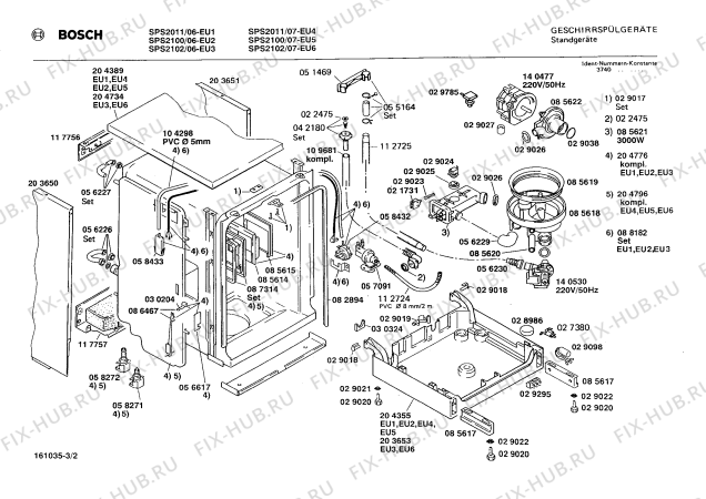 Схема №1 SPS2011JJ с изображением Панель для электропосудомоечной машины Bosch 00270874