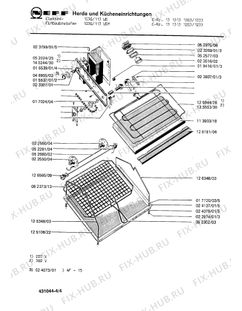 Взрыв-схема плиты (духовки) Neff 1313131333 1036/113WS - Схема узла 04