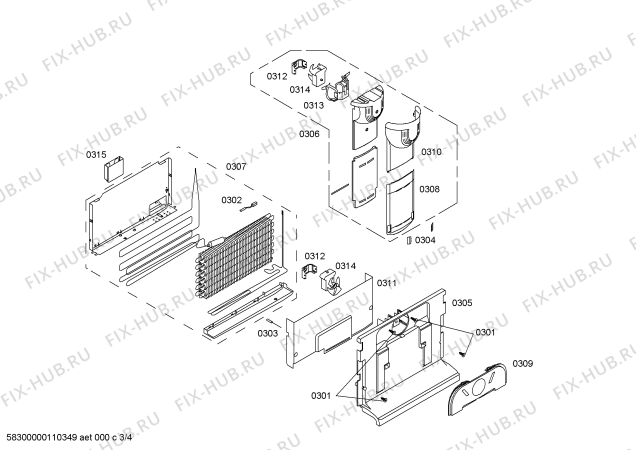 Взрыв-схема холодильника Bosch KGU40123AU - Схема узла 03